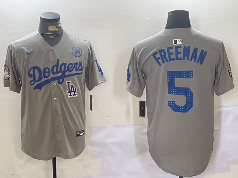 Men Los Angeles Dodgers #5 Freeman Grey Game 2024 Nike MLB Jersey style 11205->los angeles dodgers->MLB Jersey